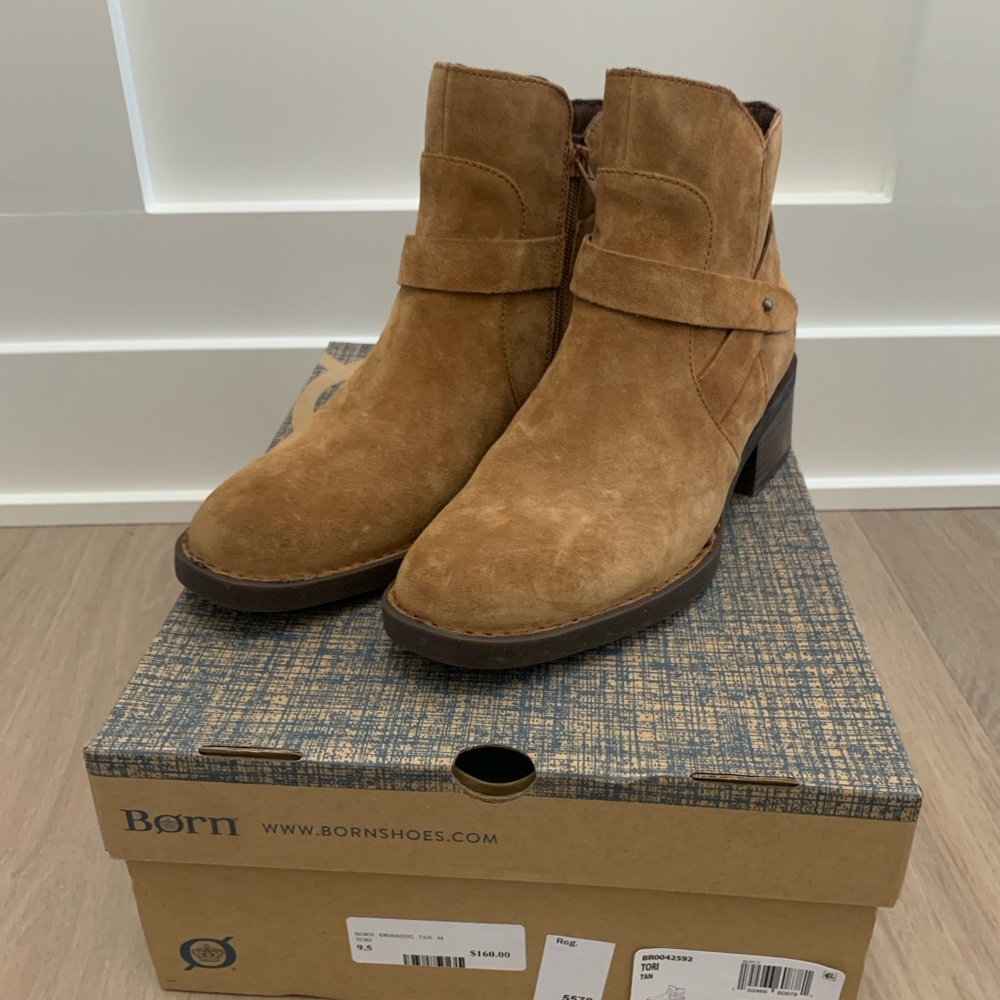 Born Women’s Boots Size 9.5 Tori Tan/Brown Suede Leather New in Box